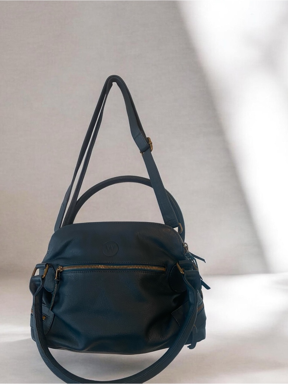 Leather Shoulder Bag in Deep Teal by (WANDERS)